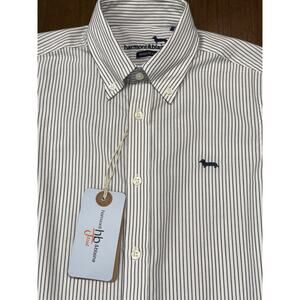NWT HARMONT & BLAINE Cotton Shirt Gray Striped REGULAR Fit Sz Small